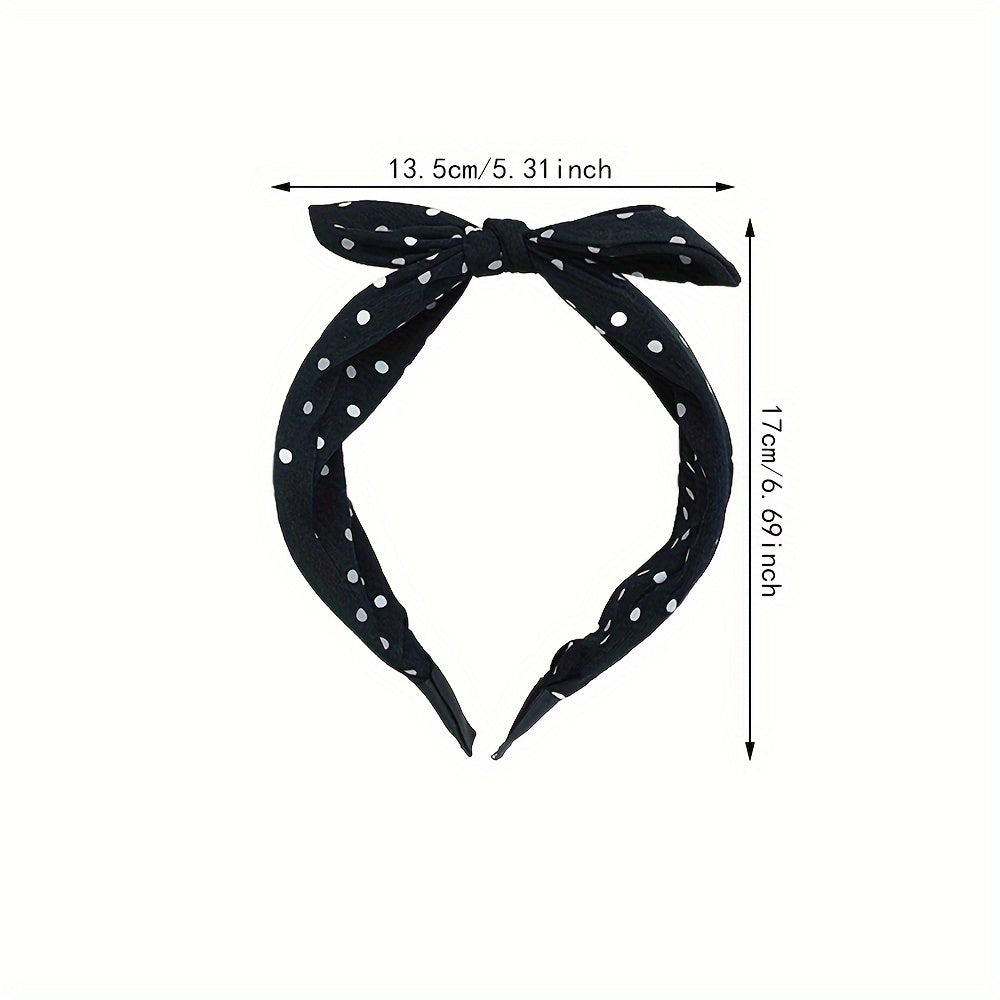 2 ta ayollar yozgi sochbog'lari to'plami, Polka Dot bilan bog'langan bowlar va quyon quloqlari bilan keng boshbog'lar, kundalik kiyim uchun