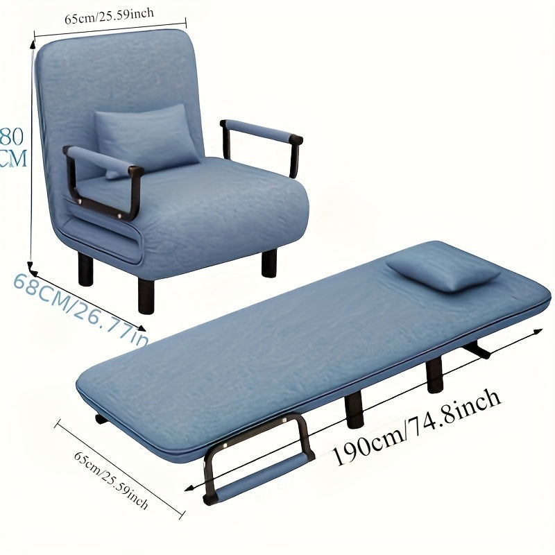 Convertible Sleeper Chair with 5 Adjustable Backrests and Lumbar Pillows Blue