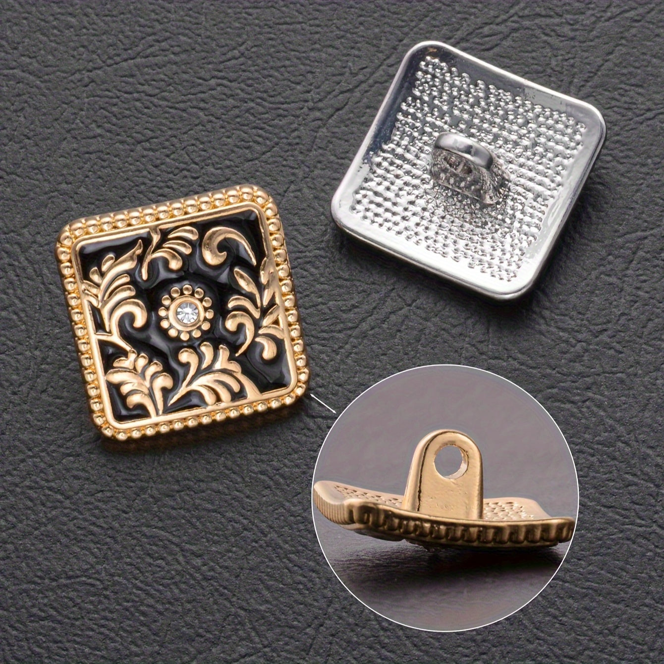 7-Donali Rhinestone kvadratli alloy tugmasi to'plami tikuvchilik hunari va moda aksessuarlari uchun