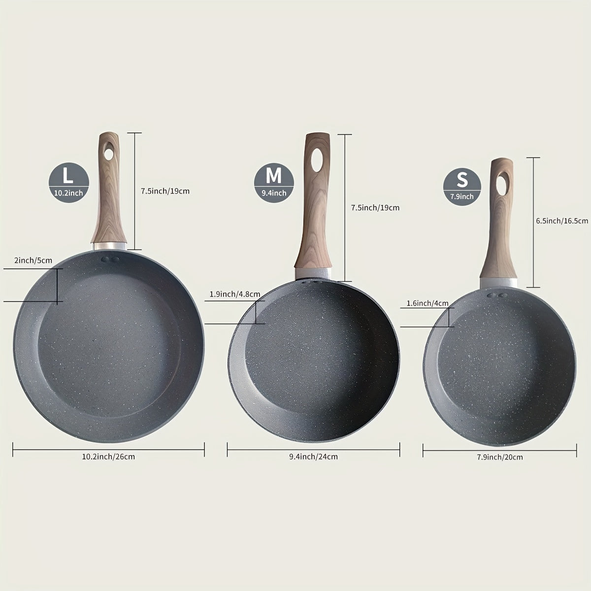 Non-Stick Aluminum Frying Pan Gray Granite Stone Induction Gas Stove Cookware