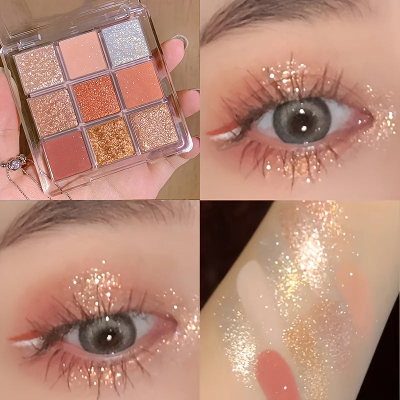 9 Color Eyeshadow Palette Shimmer Matte Pink Brown Purple Silver Festive Makeup