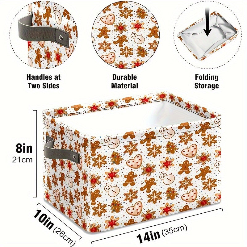 Gingerbread Men Storage Box for Wardrobe Organization Large Fabric Basket with Handle