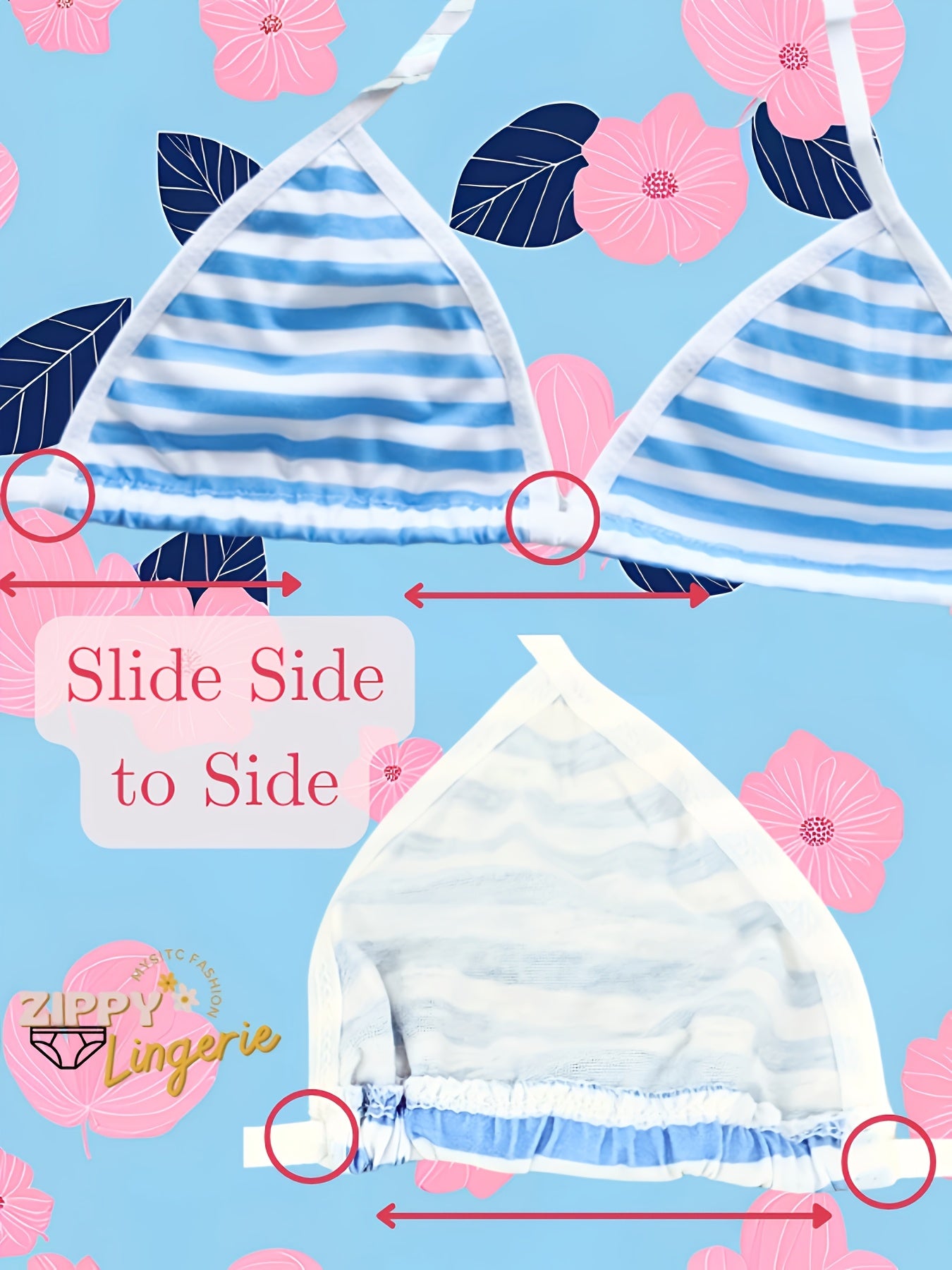 Traje de baño a rayas azul y blanco para niñas con tirantes ajustables para cosplay en el Día de San Valentín