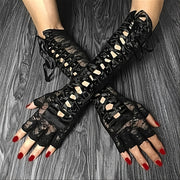 Women's Retro Halloween Gloves Gothic Lace Corset Fingerless Cosplay