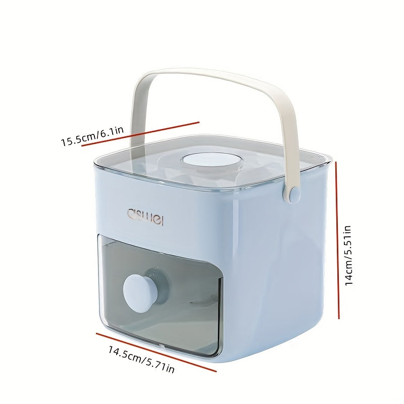 Ikki qatlamli dizaynga ega muz kubi tayyorlovchi, katta sig'imli, bosish uchun qulay qopqoq bilan