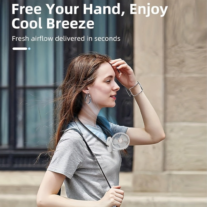 Portable Handheld Fan with Phone Stand, USB Rechargeable, 3-Speed, LED Display