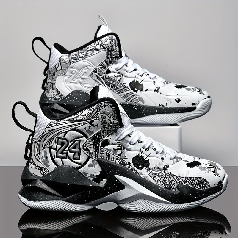 Erkaklar uchun yuqori to'plangan basketbol krossovkalari - qulay, sirpanmaydigan, mustahkam bog'ichli, barcha mavsumlar uchun.