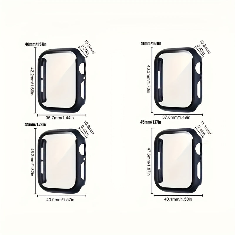 Hard PC Case with Tempered Glass Screen Protector for Apple Watch Series Ultra/10/9/8/7/6/5/4/SE Slim Clear Scratch-Resistant