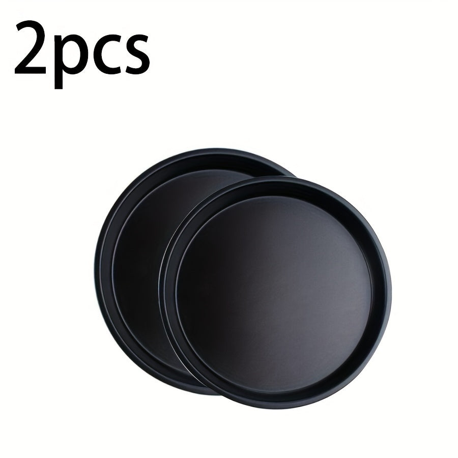 Set of Two Carbon Steel Non-Stick Pizza Pans for Baking Pies and Pizzas