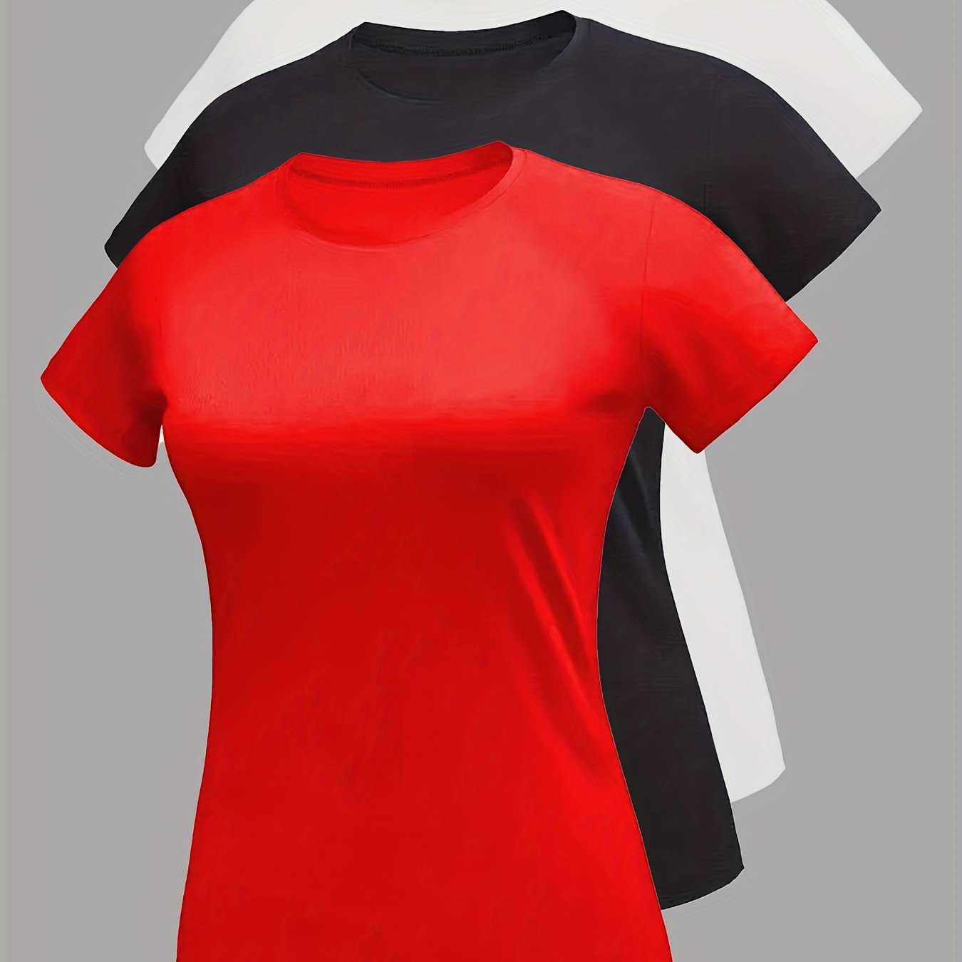 Women's Plus Size Summer Short Sleeve T-Shirts Casual Versatile Tops 3-Pack
