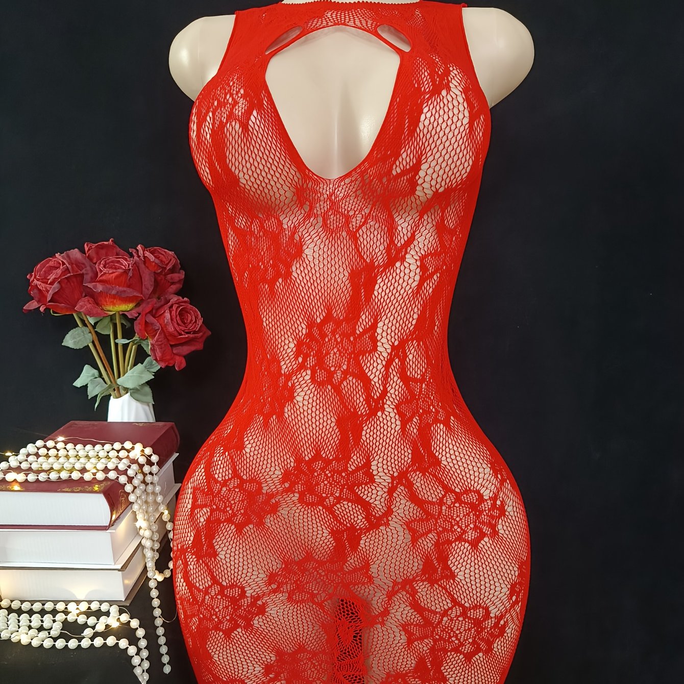 Vestido de lencería de red para mujer, malla sexy, body, vestido de playa, talla única