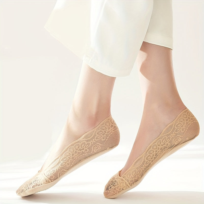 5 juft ayollar uchun to'qima ko'rinmas paypoqlar, turli ranglarda, ko'rinmas nafas oladigan taglik va sirpanmaydigan dizayn bilan