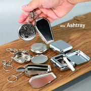 Unisex Stainless Steel Keychain Ashtray Glossy Chrysanthemum Sun Pattern