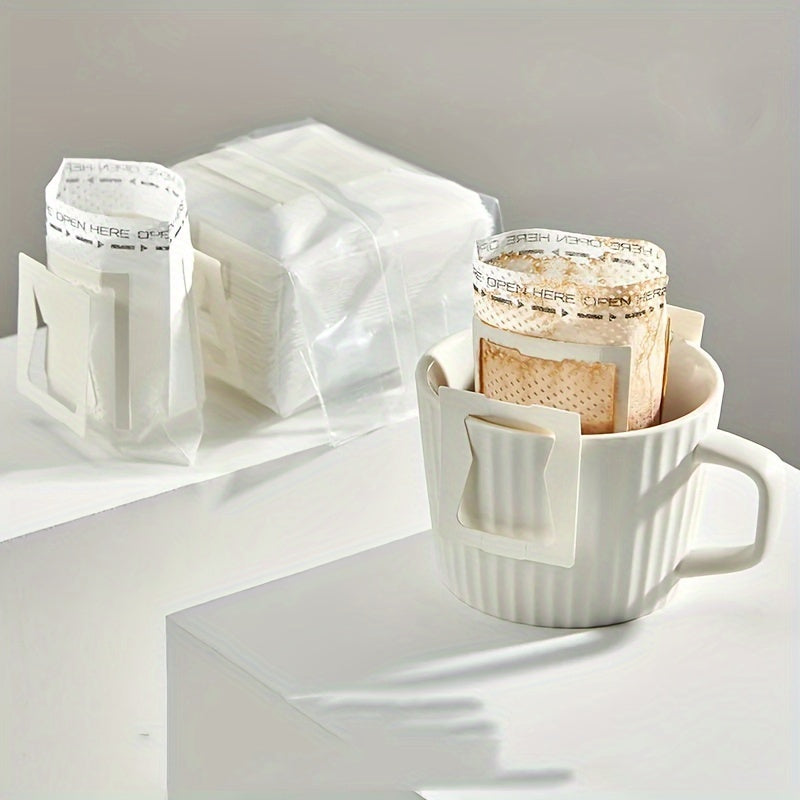 Premium bir martalik qahva filtr sumkalari, osma quloqlar bilan - 50 ta to'plam, ofis, ochiq havoda va lager sharoitlari uchun ideal