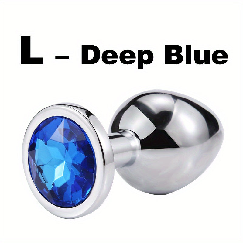 Adult Metal Anal Plug Butt Plug with Gem Base, Couples Sex Toy