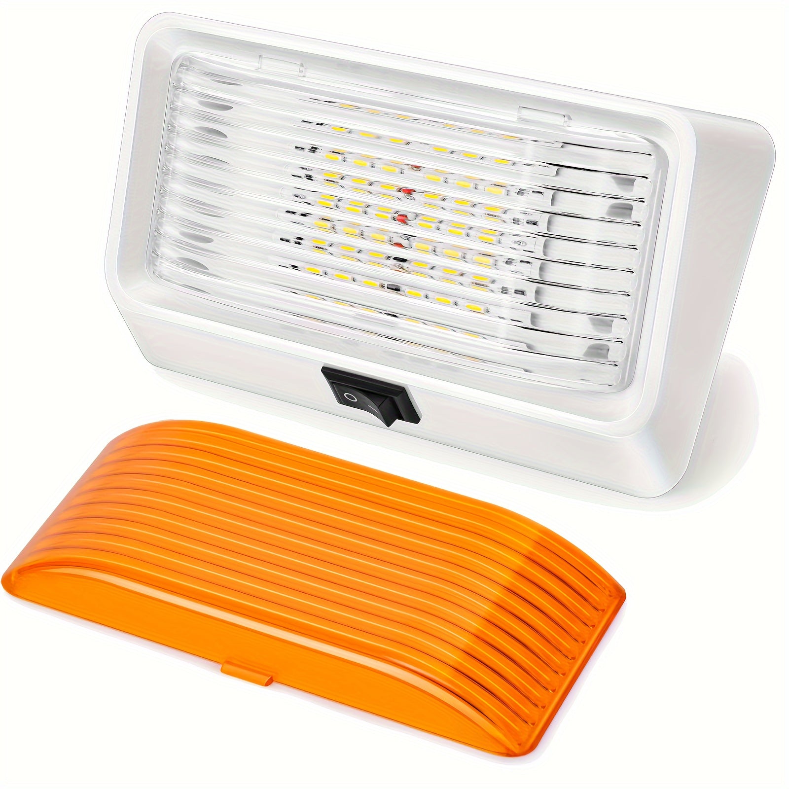 RV Exterior Light Strip Switch 12V 320 Lumens White Base Amber Lens