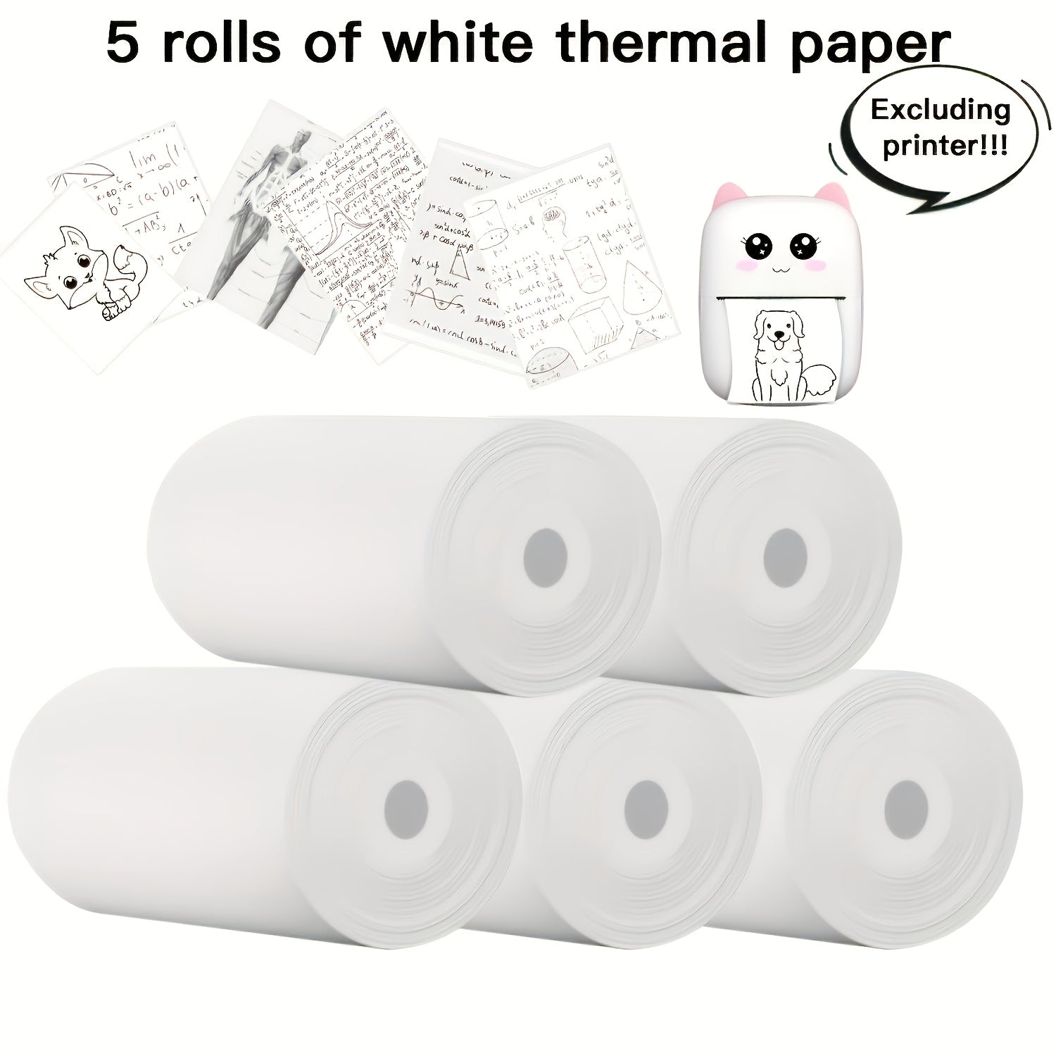 Mini Thermal Paper Rolls 57x25mm Inkless Printing for Portable Pocket Printers 5 Pack