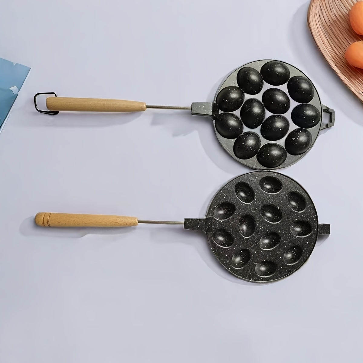 Oval Waffle Baking Pan with Walnut Cracker and Cookie Making Features Aluminum Kitchen Tool