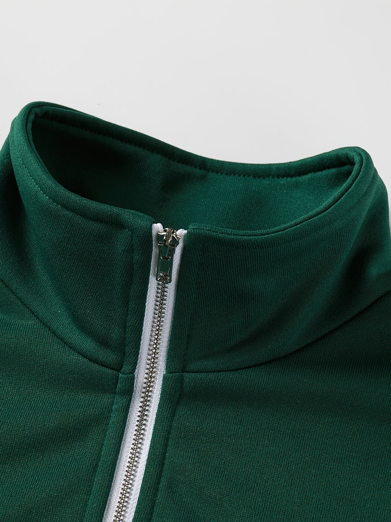 Men's Zip Neck Sweatshirt Made of 100% Polyester with Embroidered Long Sleeves and Loose Fit