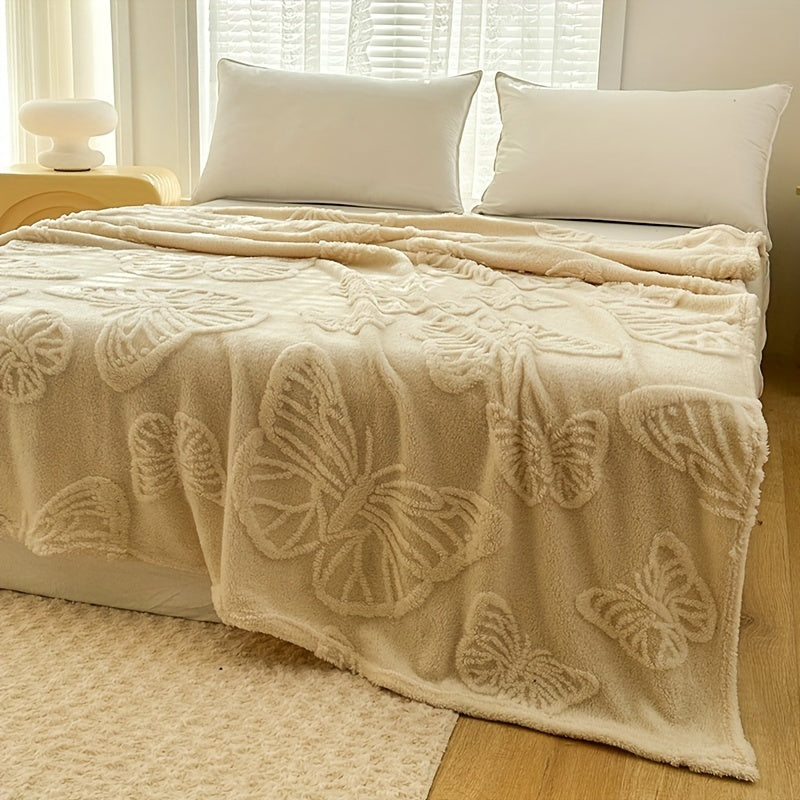 3D Butterfly Milk Fleece Throw Blanket for Bed Sofa Camping Nap Use