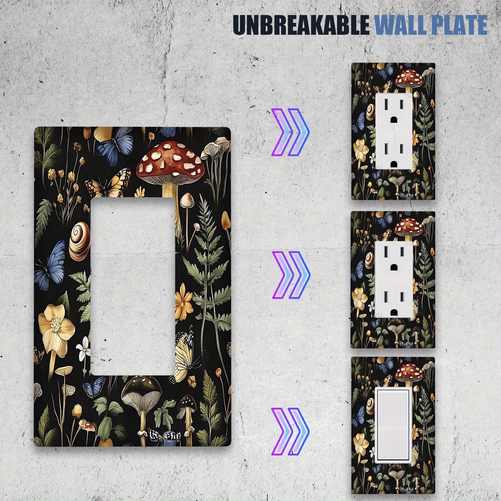 Mushroom Wall Plate for Bedroom and Kitchen Single or Dual Gang Power Outlet Cover
