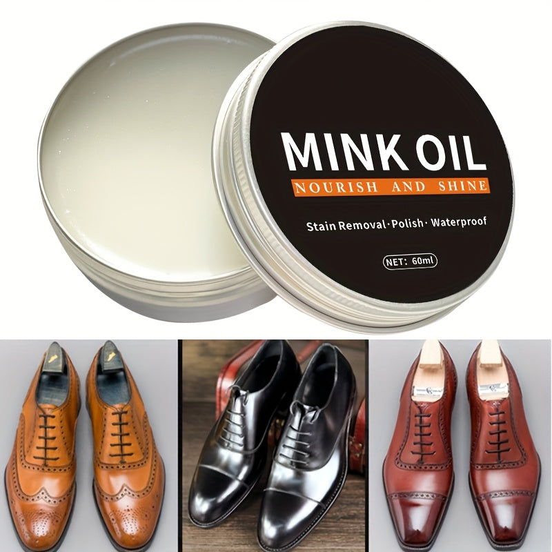 Leather Shoe and Leather Care Wax Set with Polishing Sponge and Oil
