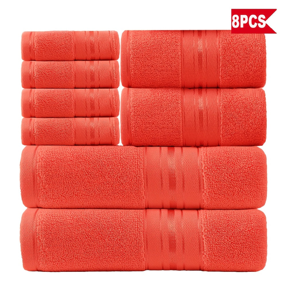 Hamom, mehmonxona yoki spa uchun mo'ljallangan 8 dona hashamatli paxta sochiq to'plami, 2 ta hammom sochiq, 2 ta qo'l sochiq va 4 ta yuvish sochiqni o'z ichiga oladi.