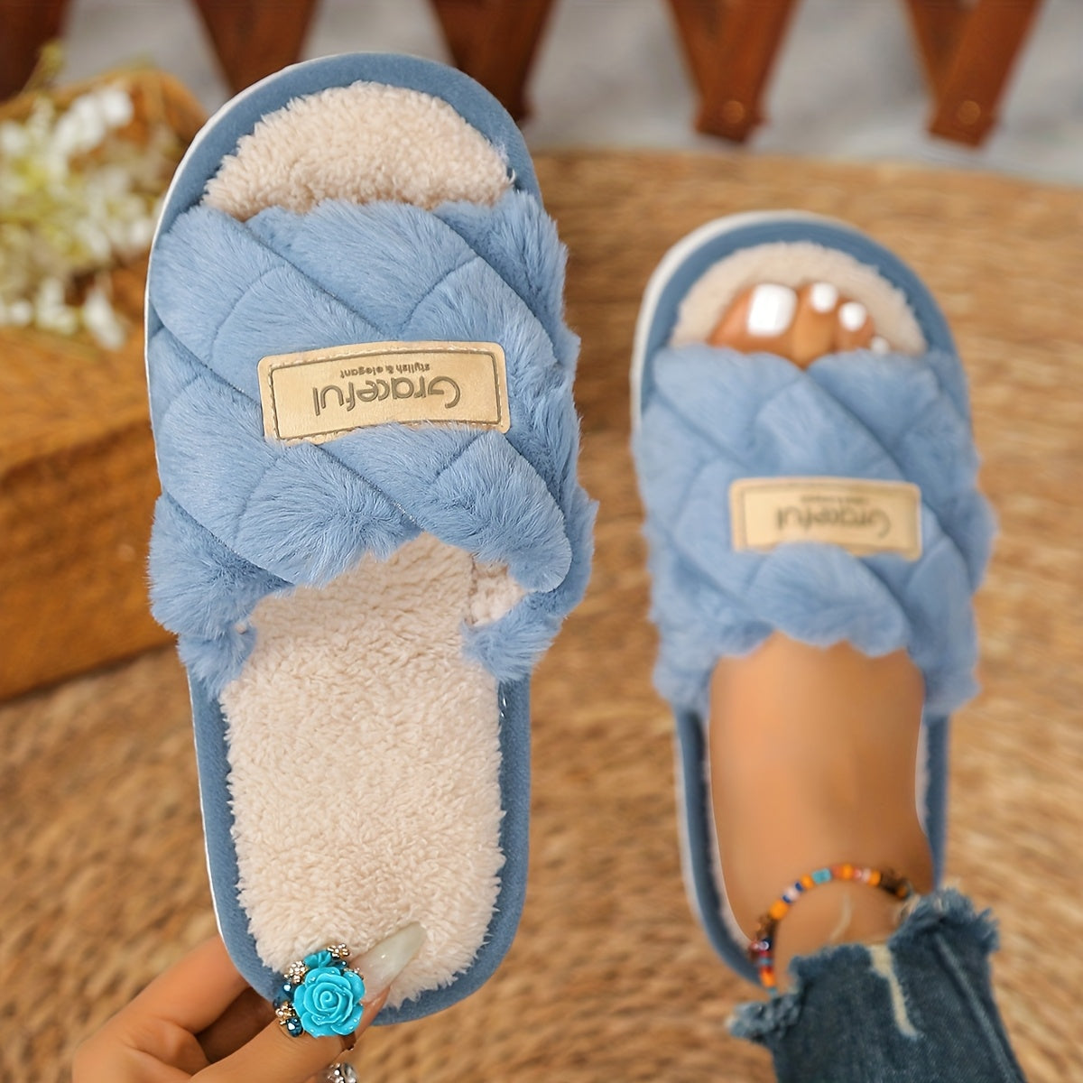 Women's Casual Indoor Flat Open-Toe Slippers for All Seasons