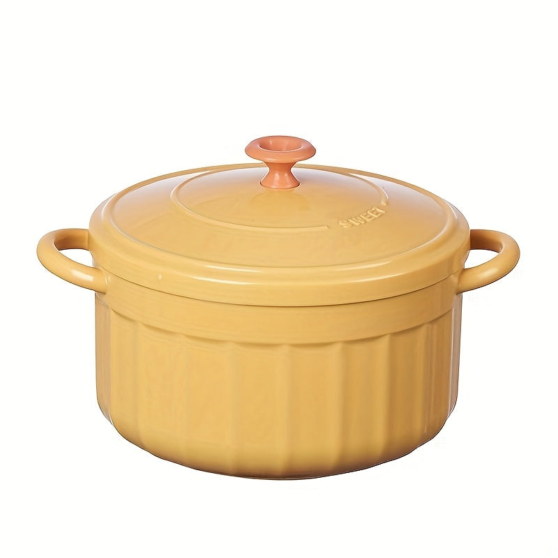 Stainless Steel Soup Bowl with Lid Microwave Safe Double Ear Candy Colors 850ml