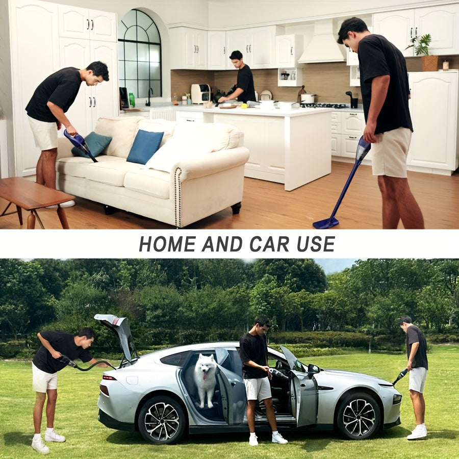 Aspiradora inalámbrica de mano para hogar y coche con succión potente y polvo