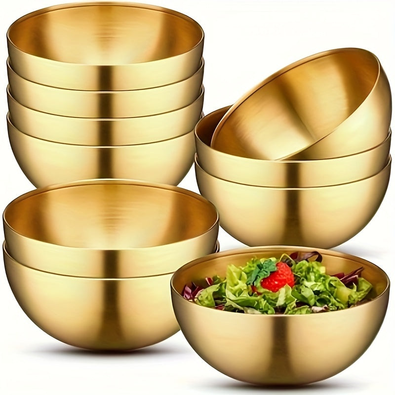 Stainless Steel Salad Bowls Set 4-Piece Rust-Resistant Kitchen Utensils for Fruit Pasta Baking