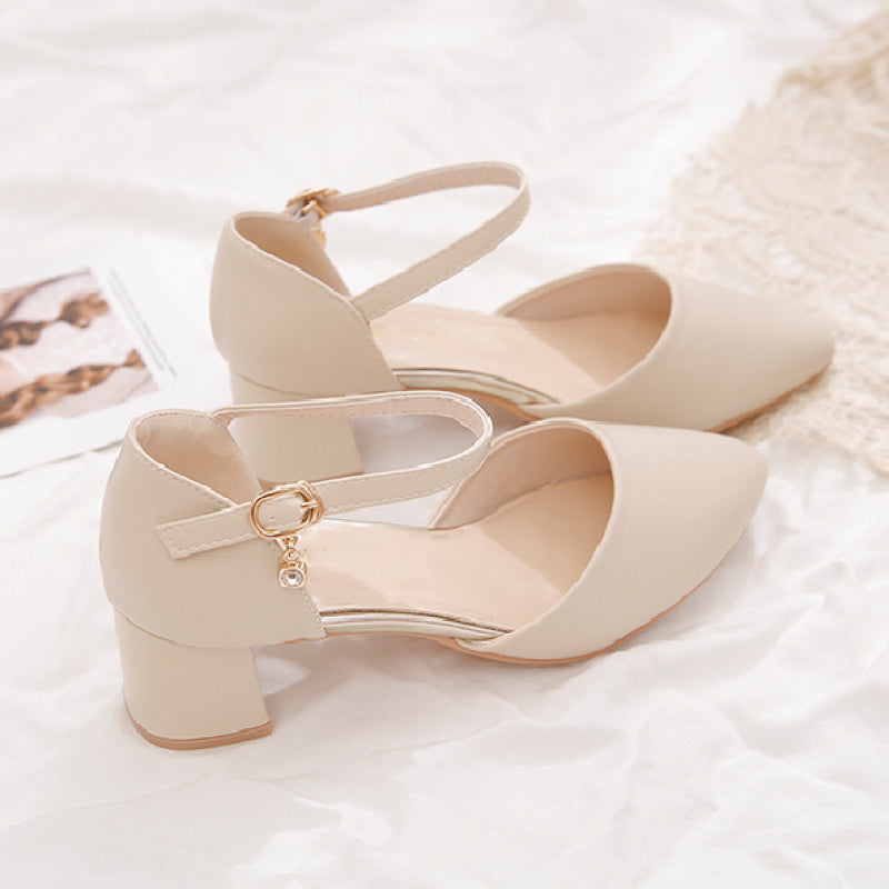 Women's Crystal-Embellished Synthetic Flat Sandals with Pointed Toe