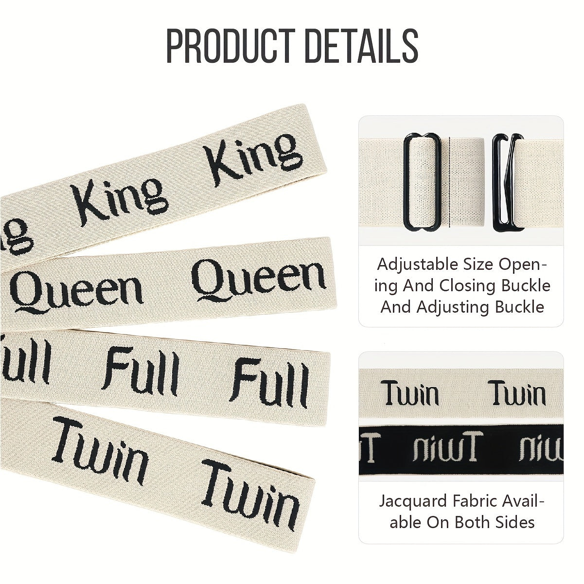 Set of 2 Adjustable Bedding Organizer Straps Elastic Bands for Sheets Pillows and Toys