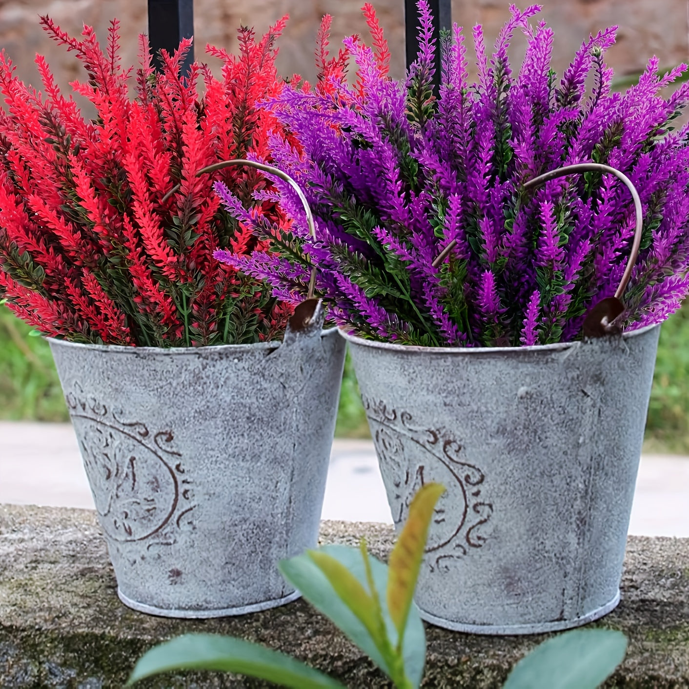 Artificial Lavender Flowers 8 Bundles UV-Resistant Outdoor Decoration