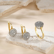 Gold-Plated Jewelry Set Earrings and Ring with Cubic Zirconia for Women