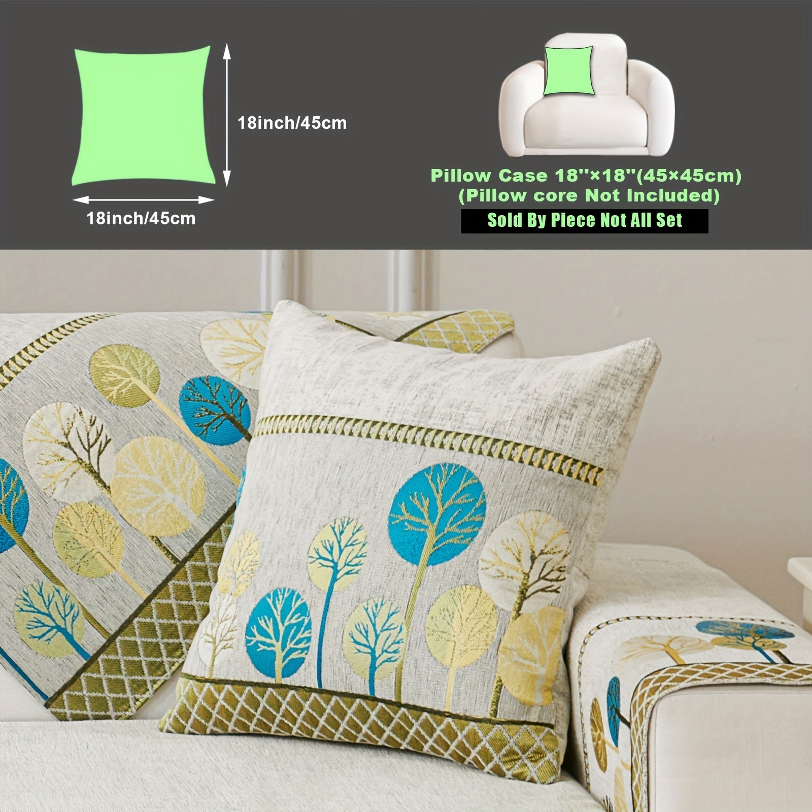 Bohemian Style Sofa Cover with Moonlight Forest Tree Pattern Non-Slip Machine Washable for Single to Quadruple Seat Sofas