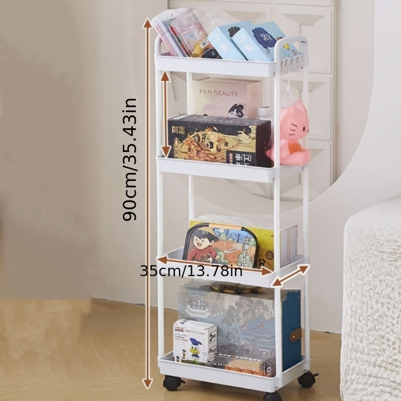 Rolling Plastic Utility Cart with Wheels, Multi-Tier Storage for Office Kitchen Living Room
