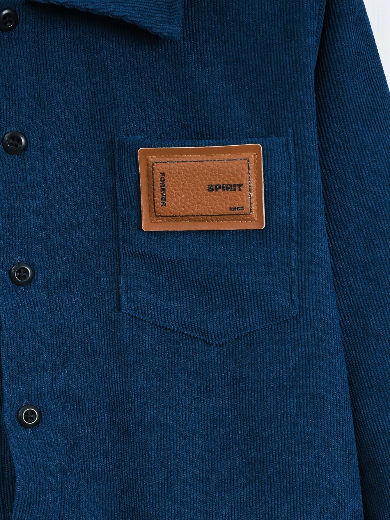 Kids Boys Navy Blue Corduroy Two-Piece Set with Shirt and Pants