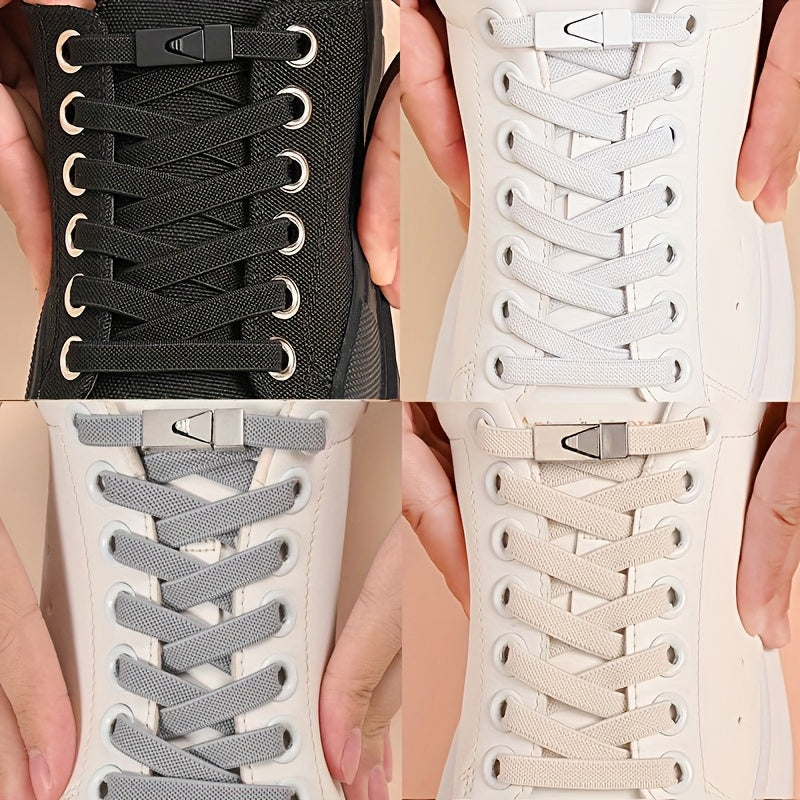 Unisex Elastic Shoelaces Set with Buckles for Sneakers and Canvas Shoes
