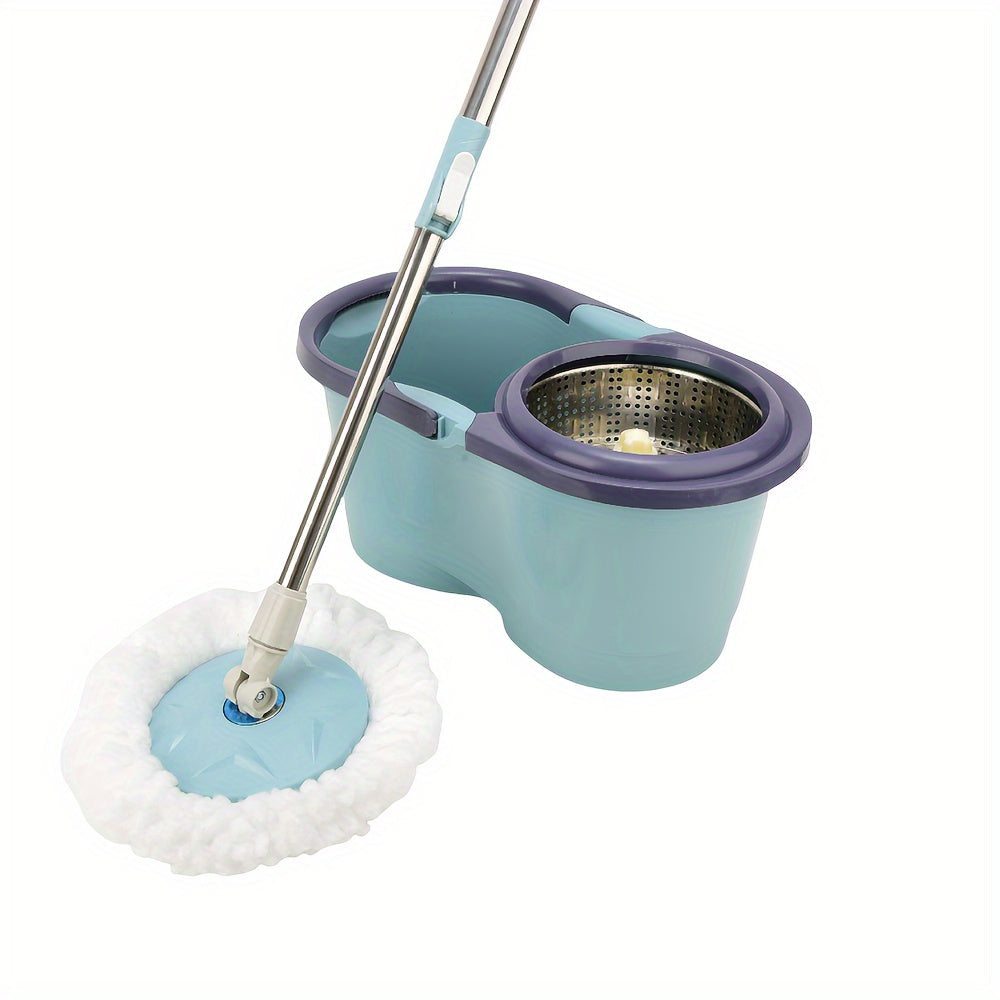 Spin Mop and Bucket Set with Microfiber Pads, 360° Swivel Head, Adjustable Handle for Household Cleaning