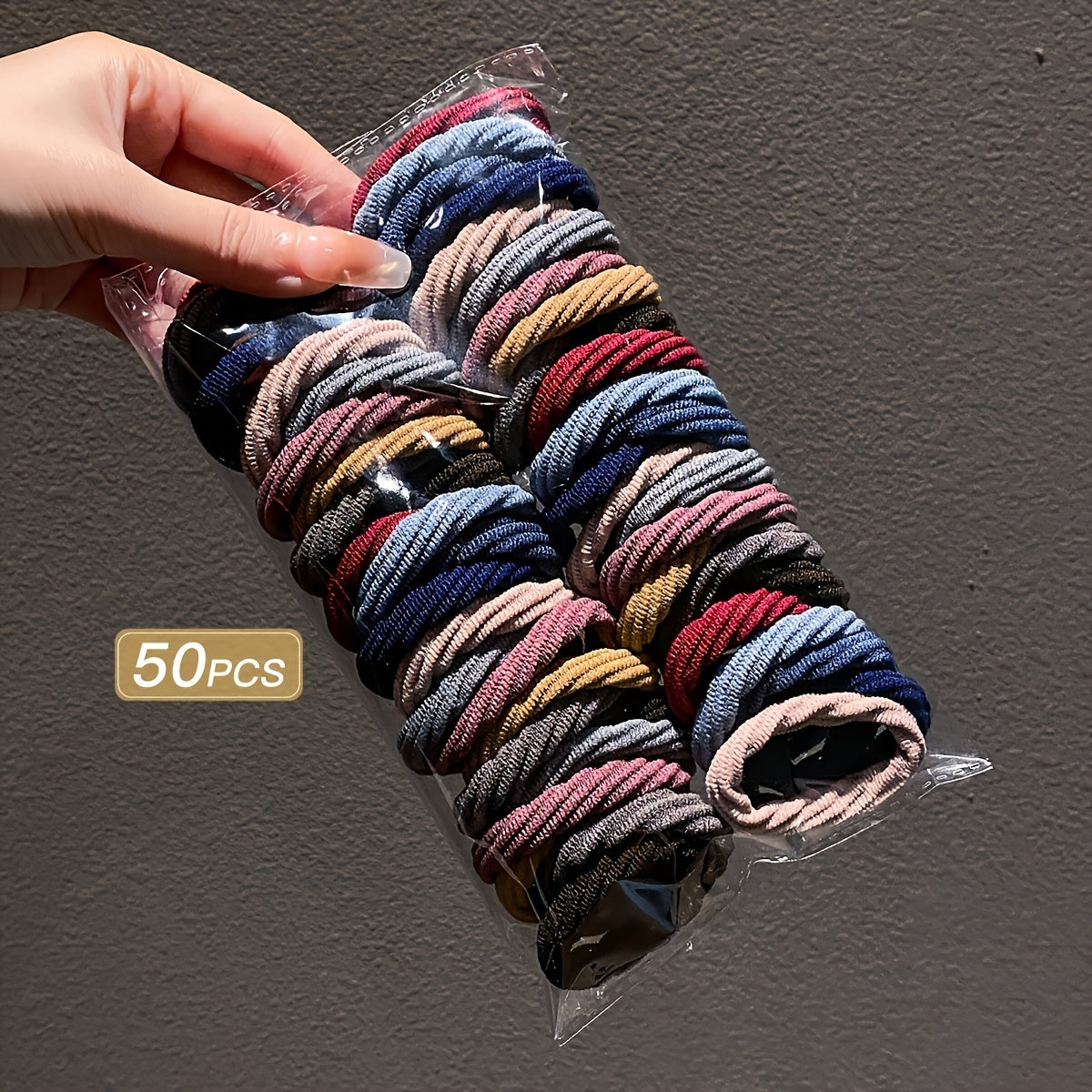 50 High Elastic Hair Ties for Women in Vibrant Mixed Colors Pack of 50