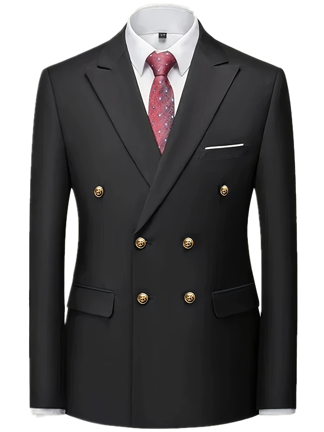 Men's Light Blue Slim Fit Double-Breasted Blazer and Pants Set for Formal Occasions