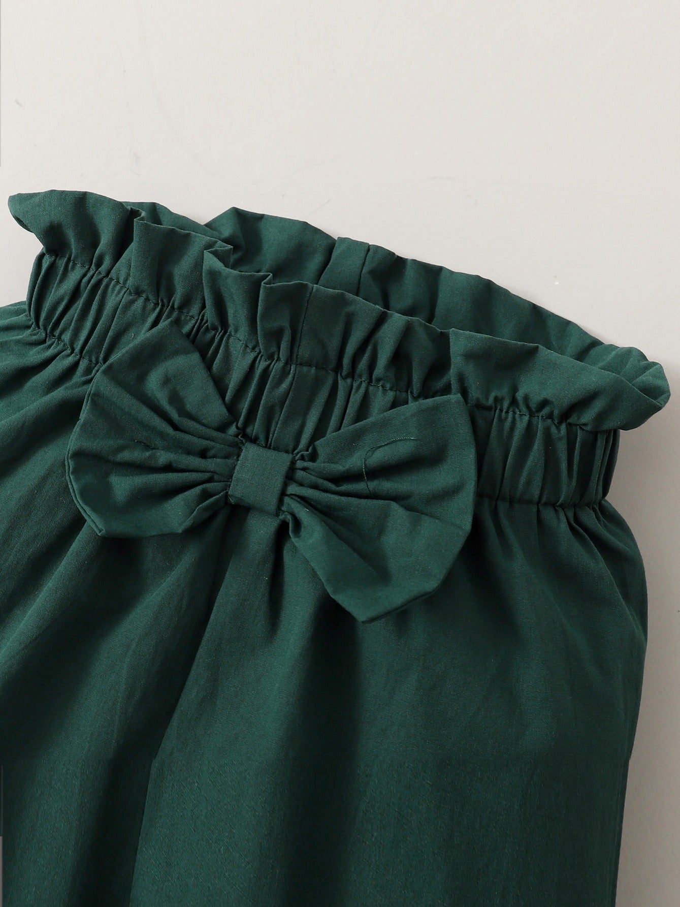 Girls Two-Piece Set with Lace Trim Top and Pants Cotton Solid Spring Fall