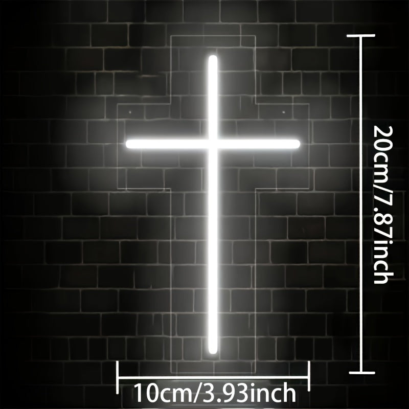 White Cross Neon Light USB Powered for Home Decor and Fans