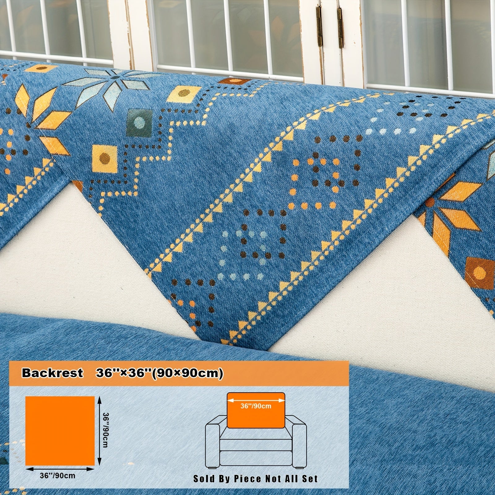 Bohemian Embroidered Sofa Slipcover with Pillowcase and Cushion Covers for Living Room and Bedroom