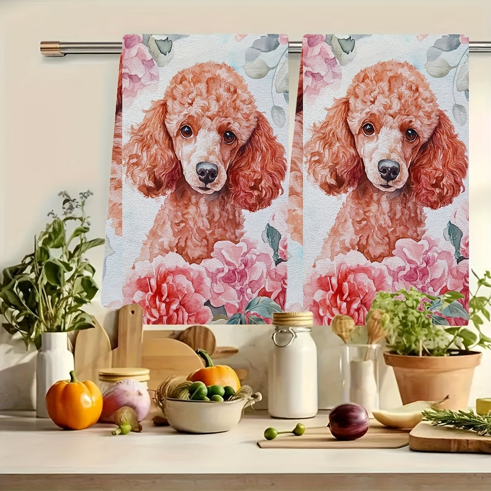 "Sevgi kuni Poodle oshxona sochiqlari to'plami 2 dona - juda singdiruvchi polyester to'qima, mashinada yuvish mumkin, zamonaviy qirg'oq uslubi, o'lchami 40.64x60.96 sm - Mahsulot raqami 2KYSYS1217618, idish sochiqlari"