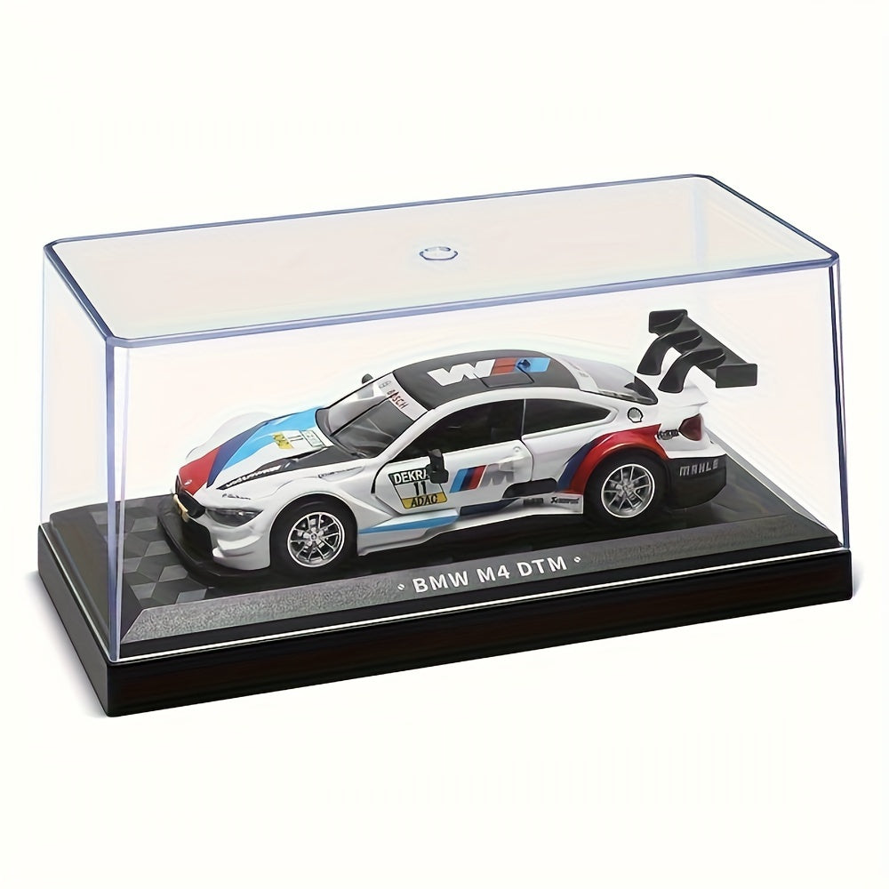 Coche de modelo en fundición a presión escala 1:44 BMW M4 DTM blanco azul, juguete de carreras para niños y coleccionistas