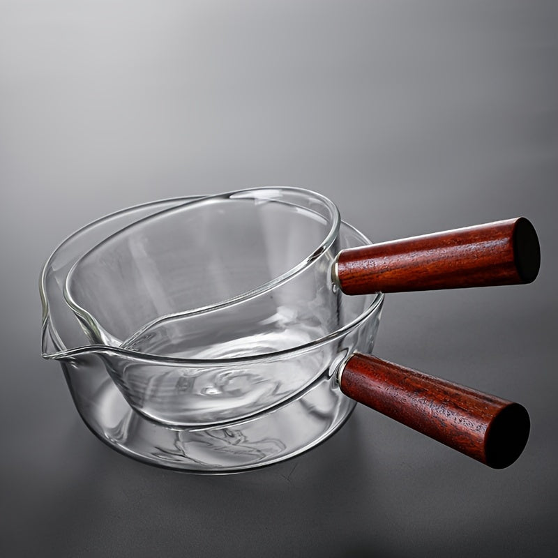 Cookware Set with Redwood Handles 600ml and 400ml Glass Pots for Soup and Desserts