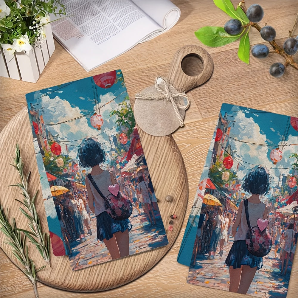 Zamonaviy uslubga ega, yuqori so'rilish qobiliyatiga ega va mashinada yuvish mumkin bo'lgan ultra yumshoq polyester oshxona sochiqlarining ikki to'plami. 40.64x60.96 sm o'lchamdagi qirg'oq mavzusidagi to'rtburchakli idish qo'l sochiqlari.