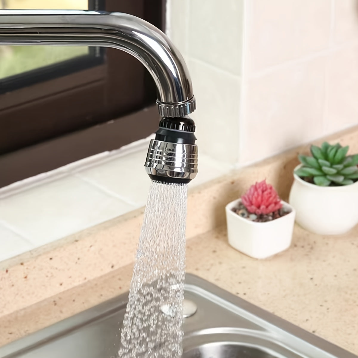 Adjustable Chrome-Plated Kitchen Faucet Aerator with Dual Modes Water-Saving